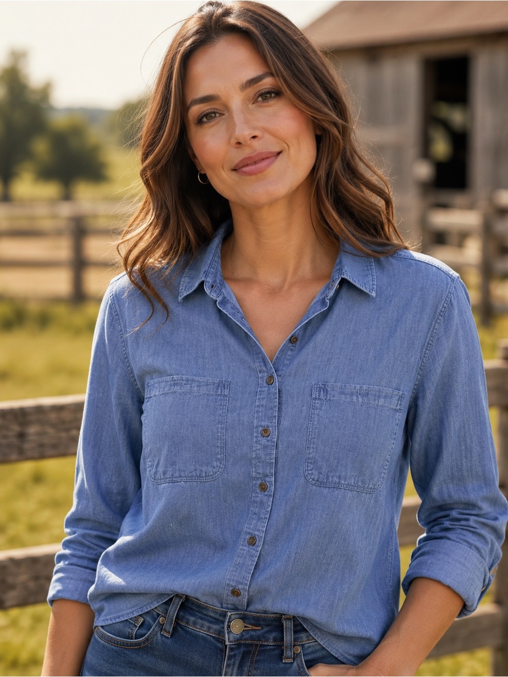 Calvin Klein Jeans Light Denim Blue Casual Button-Down Shirt